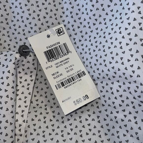 Alfani, white and gray printed long sleeve button down shirt new with tags - Picture 5 of 12
